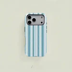 [Magnetic Compatible] This blue and white striped nautical-style case features a fresh and simple striped pattern. compatible with iPhone 17/16/15/14/13/12/11 Pro Max/Plus/Pro. A stylish and minimalist phone case,