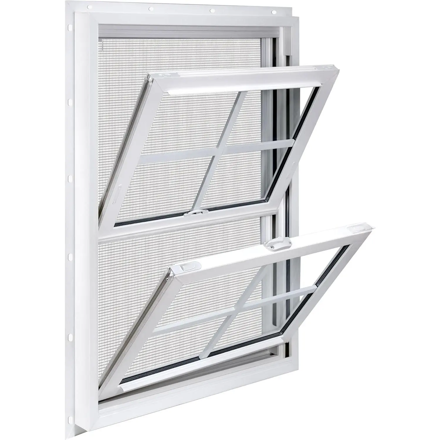Vinyl Double Hung Window 36" x 48", Double-Pane Tempered Glass, Built-in Drainage System, Tilt-in Upper and Lower Sash, Screen Included, Replacement Window for Home, Mobile Home(White)