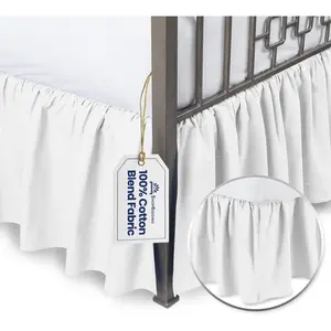 White Bed Skirt Queen Size 18 inch Drop - with Split Corners - Cotton Ruffled Bed Skirt, Dust Ruffle with Platform, White Queen Size Bedskirt, Machine Washable