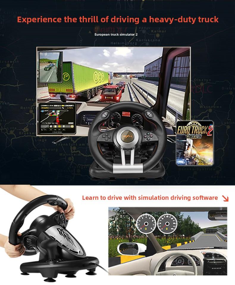 Ultimate Racing Experience!PXN-V3PRO Steering Wheel, Multi-System Support + One-Click Mode Switch, Dual Vibration + Stable Mount Set Complete