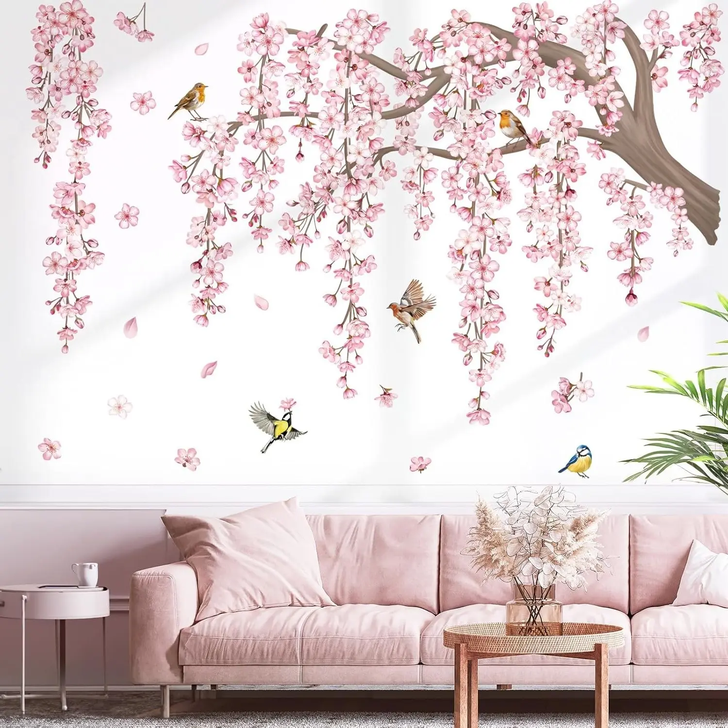 Pink Flower Tree Branch Cherry Blossom Wall Decals Stickers XLGift