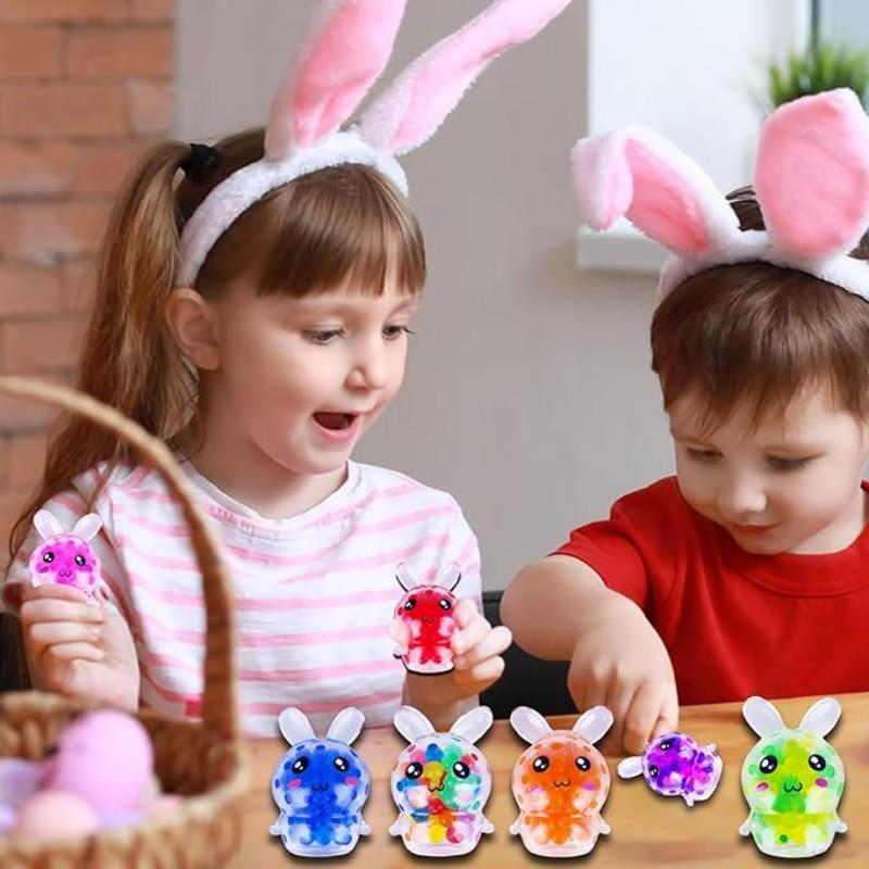 12 Pcs Easter Bunny Mini Squeeze Balls,Random Color Easter Basket Stuffers, Easter Egg Fillers, Kawaii Squishies Stress Relief Fidget Toys for Kids Boys Girls Toddlers Gifts Party Favors