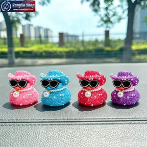 Sparkling Rhinestone & Pearl Duck Figurine, Luxury Car Dashboard Decor, Cute Bling Interior Ornament, Universal Fit Dashboard Accessory for Car Truck SUV, Stylish Interior Decoration for Daily Driving, Holiday Gift, Travel and Car Lover Present