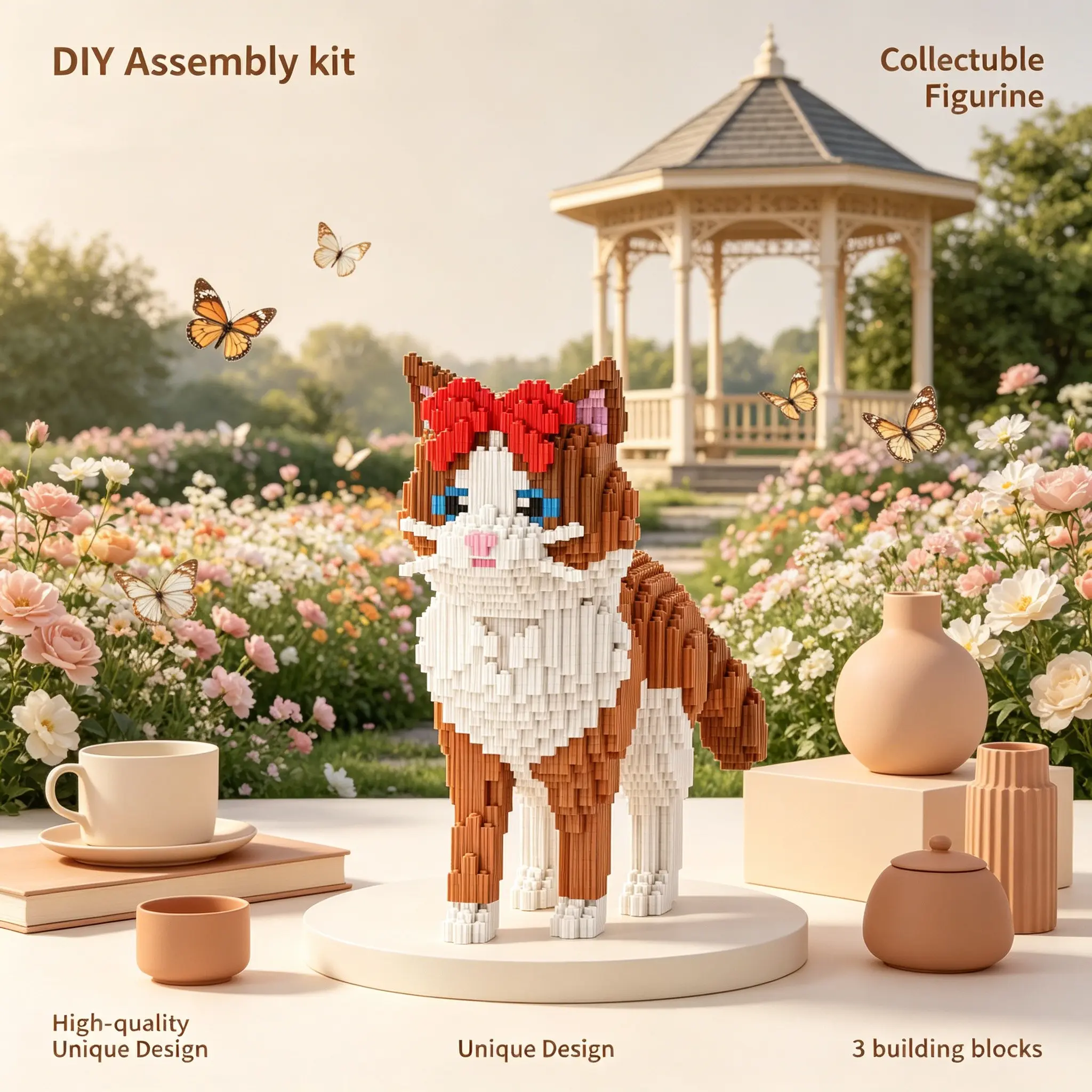 3D Puzzle Building Blocks, Unisex Animal Decorative Statue, Ideal Gift for Holidays, Home Office Party Decoration, Handmade Craft