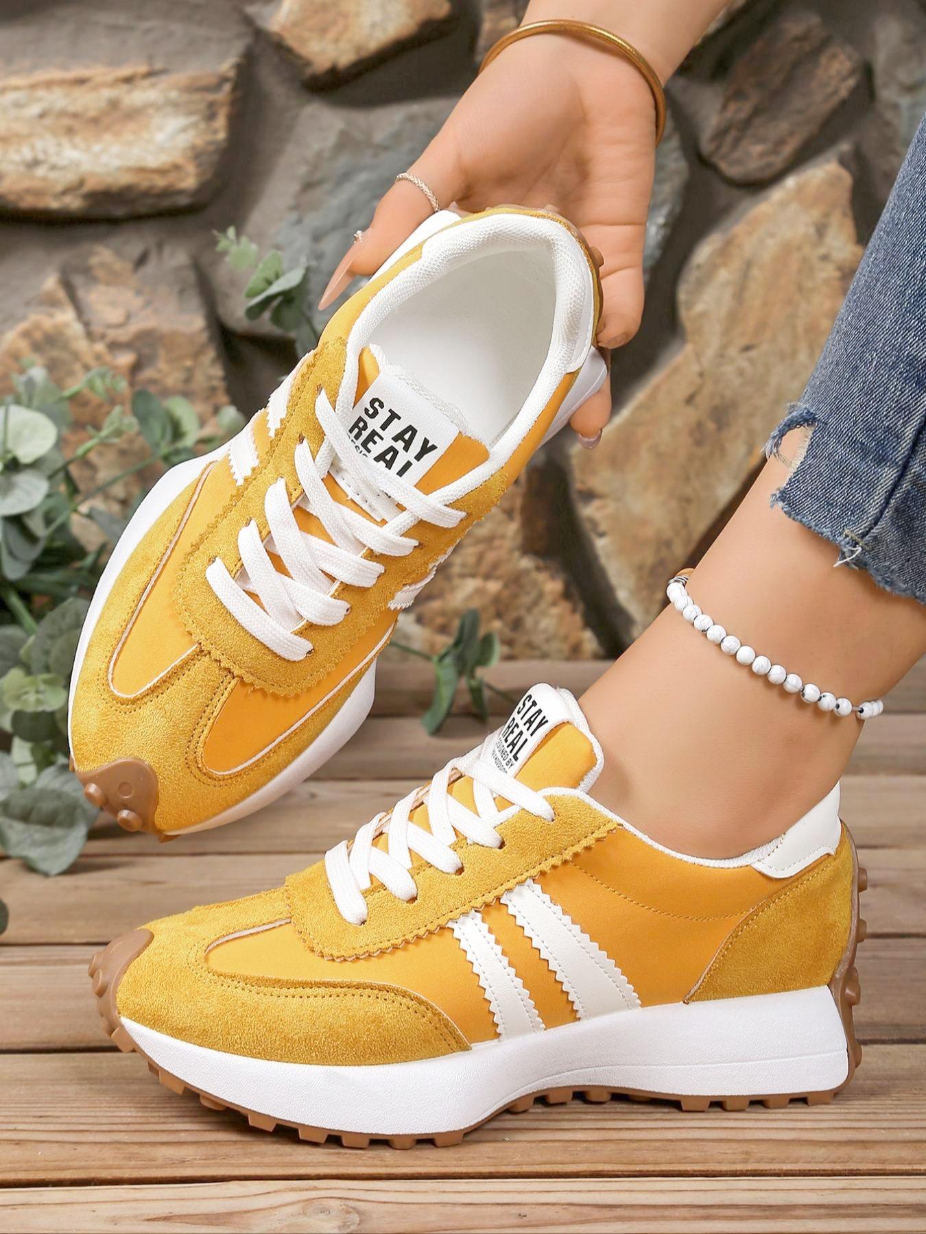 2026 Women's Fashion Thick Sole Sneakers, Breathable Walking Shoes with Textile Upper and Rubber Sole, Suitable for All Seasons, Trendy Walking Sneaker