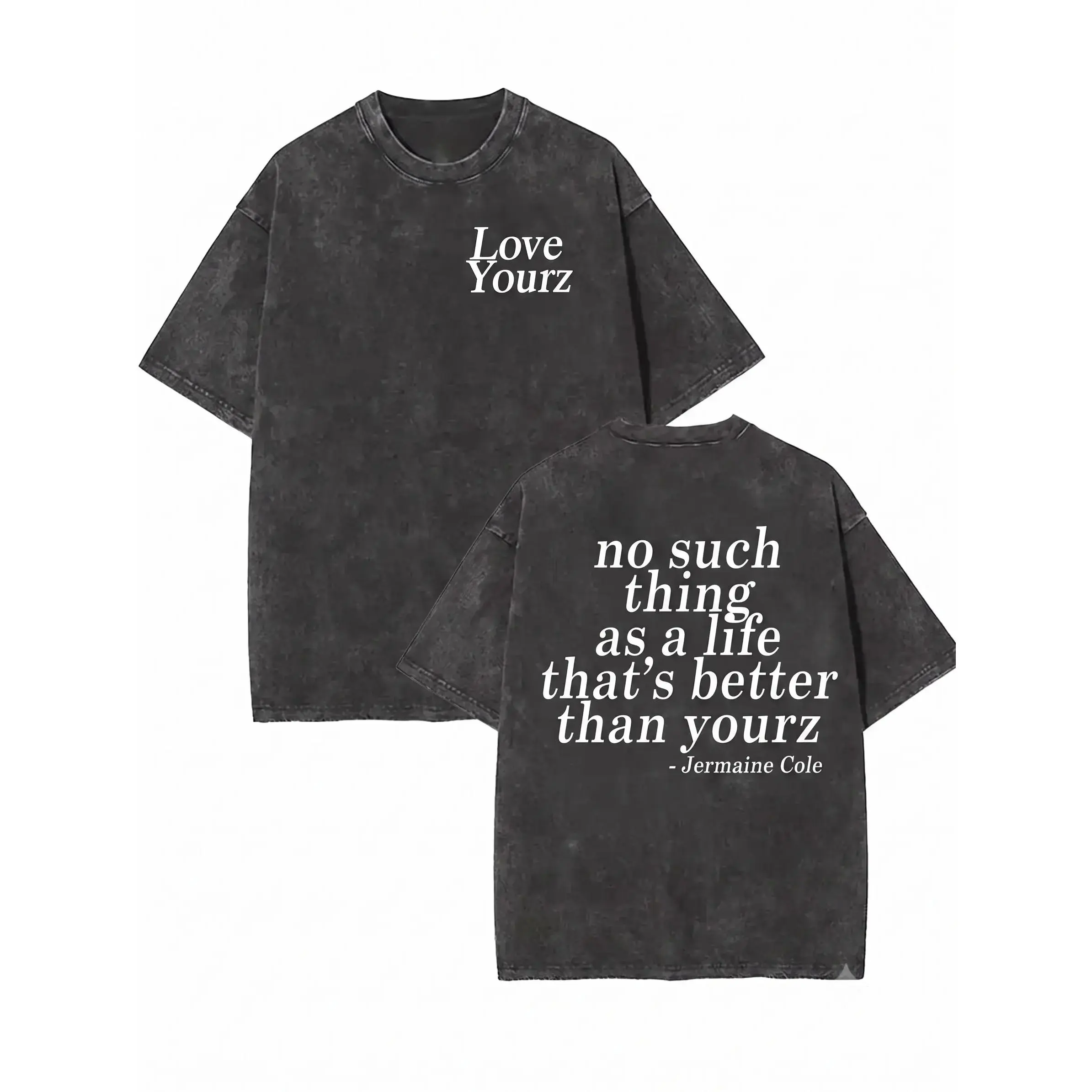 Men's Short-Sleeve Cotton Casual Distressed Festive T-Shirt - J Cole Dreamville Love Yourz Lyrics Graphic (Version 2), Menswear Tops, T-Shirt Swap Item, Shortsleeve, Round Neck, Cotton Fabric, Graphic Print, Whimsical Fun, Tshirt, Vintage