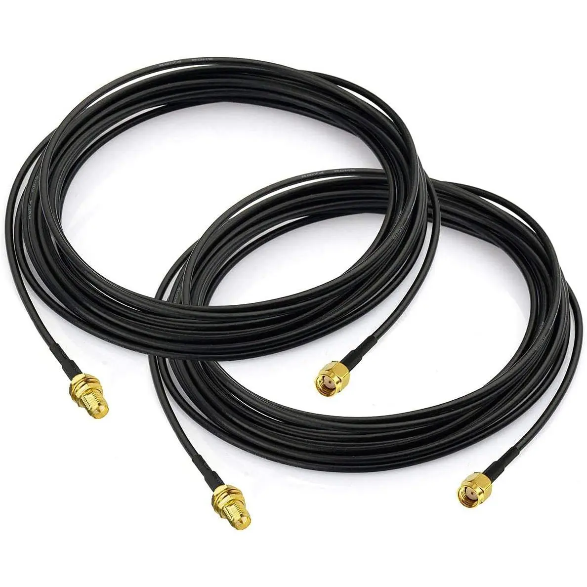 WiFi Antenna Extension Cable 2-Pack RP-SMA Male to RP-SMA Female Bulkhead Mount RG174 Cable 5m 16.5 feet for WiFi Router Security IP Camera Wireless Network Card Adapter
