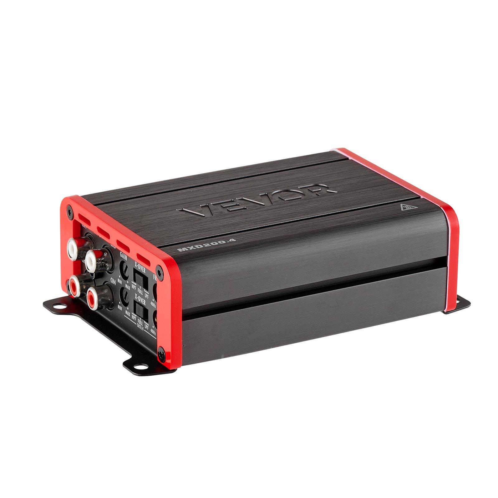 VEVOR 4 Channel Car Audio Amplifier 2 Ohm Stable Bridgeable Class D Full Range Amp Max Power 4 x 120W @ 4 Ohm / 4 x 200W @ 2 Ohm for Car SUV Truck Off-Road