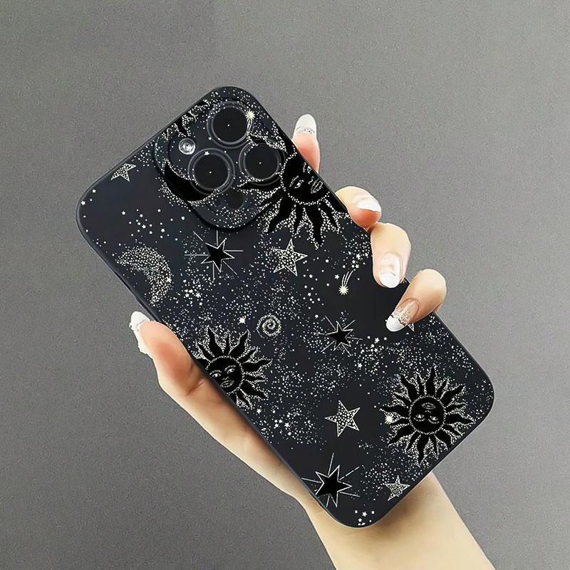 Star & Moon Pattern Phone Case, Decorative Phone Protector Cover with Protection, Phone Accessories Compatible with iPhone