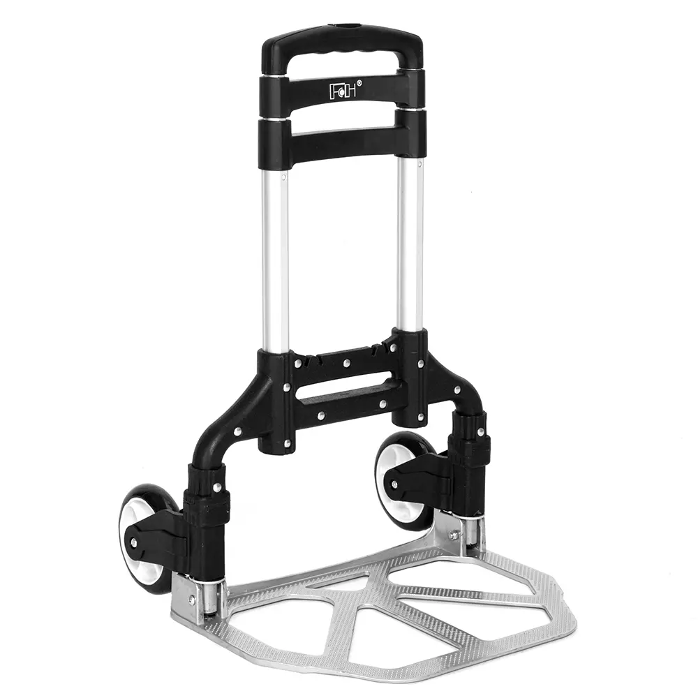 Foldable Aluminum Shopping Trolley Cart - Telescopic Handle, Compact Size, Durable Rolling Wheels, Portable Utility Hand Truck for Home, Gardening, Camping Use (Black, Blue, Purple, Red), Closets, Garages, Lightweight, Luggage Carts, Rope Strap, Homeowner
