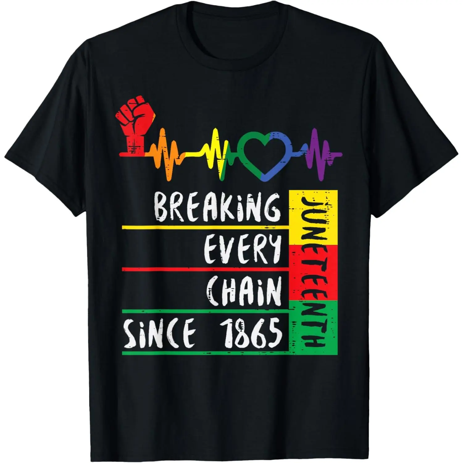 Unisex Juneteenth Shortsleeve T-Shirt, Casual Loose Fit Top in Smooth Cotton Jersey with Colorful Gradient Print and Elastic Neck, Comfortable Streetwear, Shirts, Lightweight