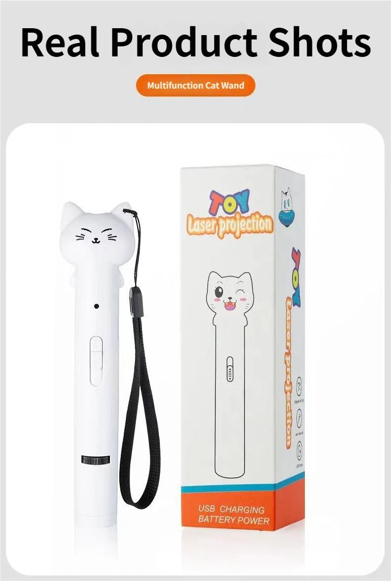 Multi-Function Cat Teaser Wand With Laser & Feather, Rechargeable Interactive Cat Toy With 5 Laser Patterns, Detachable Feather With Bell, Type-C Charging Wand For Indoor Cats, Daily Enrichment Play For Kittens & Adult Cats