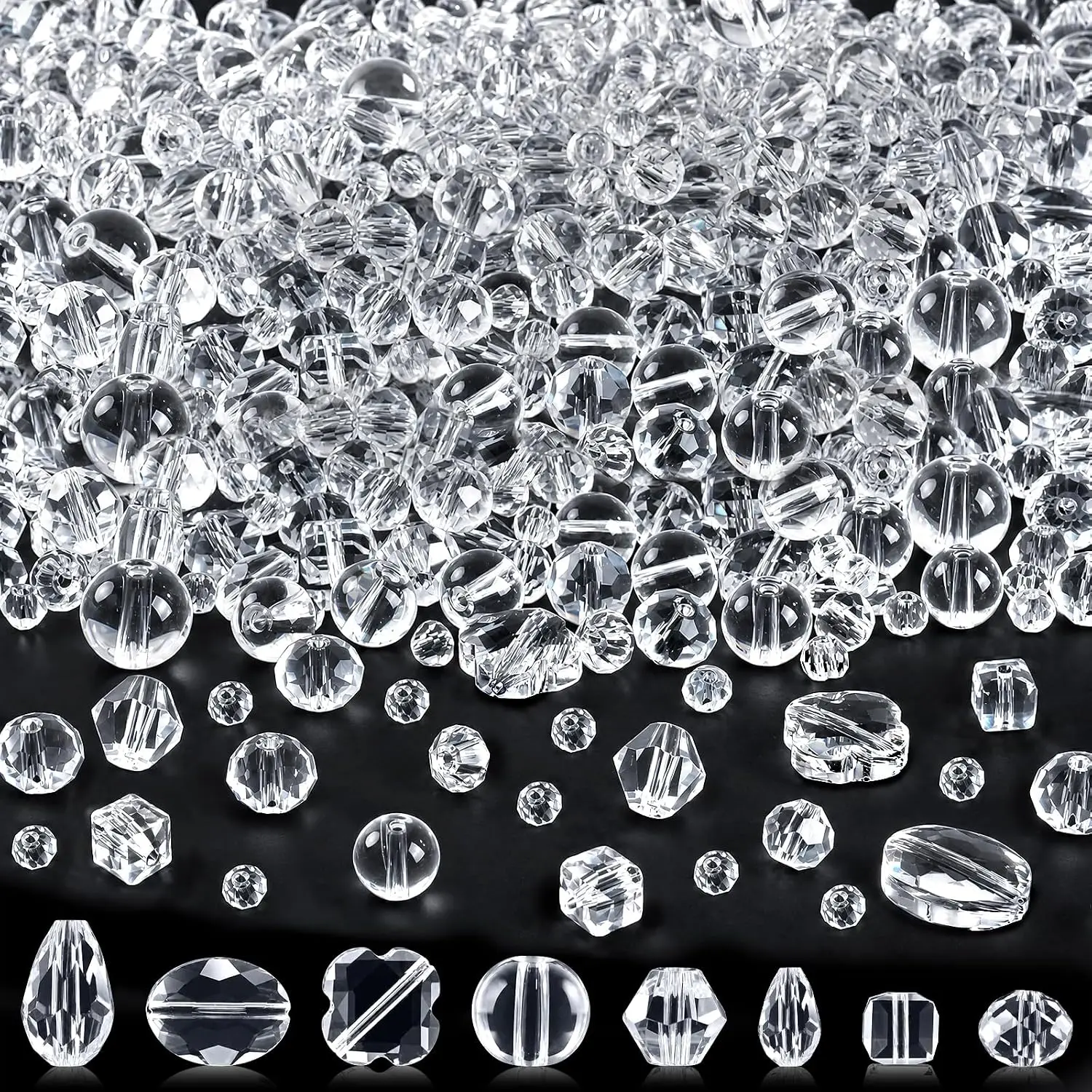 Size Glass Beads Bulk for  Making, Suncatchers, Crafts | 636 count, clear color, faceted, with holes, rainbow  bead bulk, for bracelets, earring