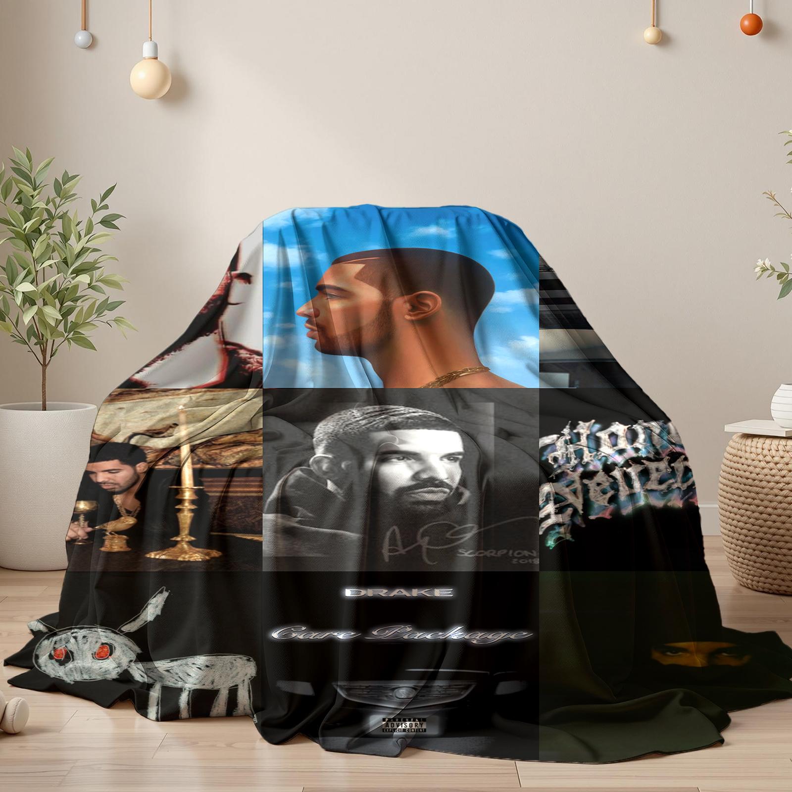 Rapper Drake 3D Printed blankets Flannel Warm blanket Soft Cozy Blanket Travel Blankets bed linings Birthday Gift