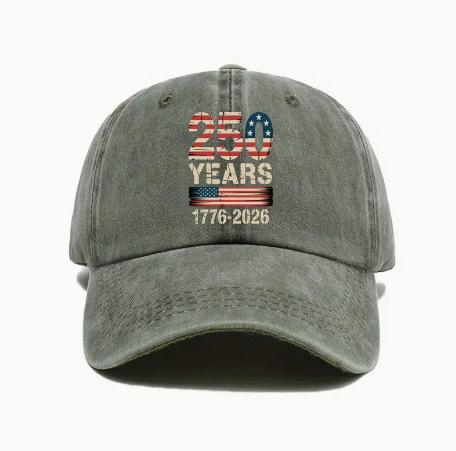 Men's baseball cap with American 250th anniversary print, American retro style, fashionable curved brim hat
