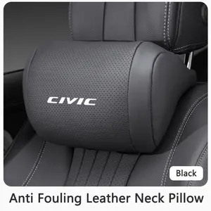 Luxury Nappa Car Headrest, Auto Logo Seat Neck Pillow, Breathable Head Support for Honda Civic 7-10, 2018-2022, Auto Interior Accessories