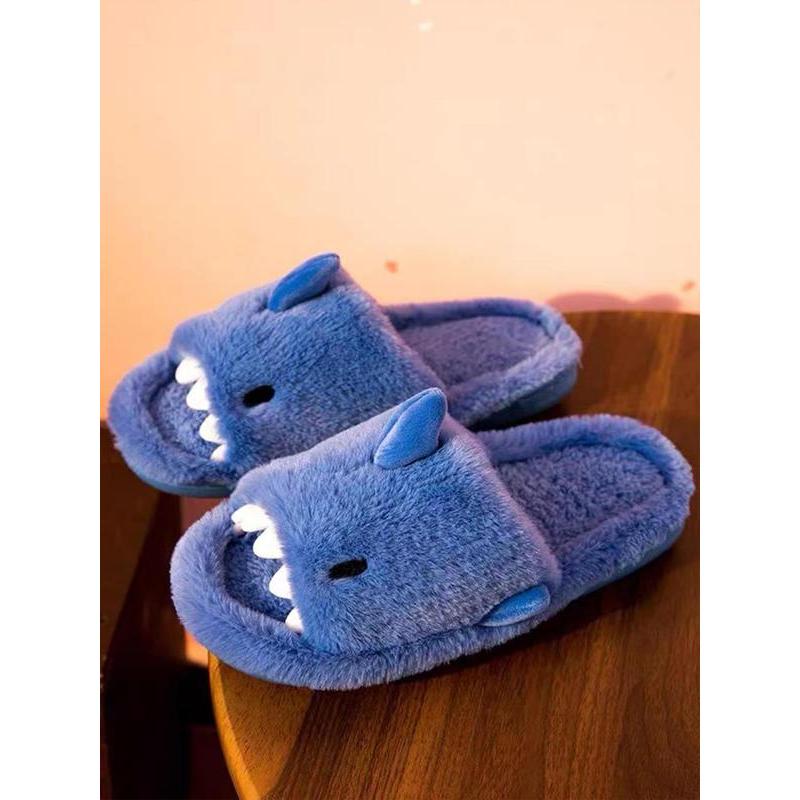 (New)2024 Cute Plush Shark Slides for Men, Soft Fuzzy House Slippers, Warm Anti-slip Slippers, Boy's Kawaii Comfort Walking Shoes, Footwear