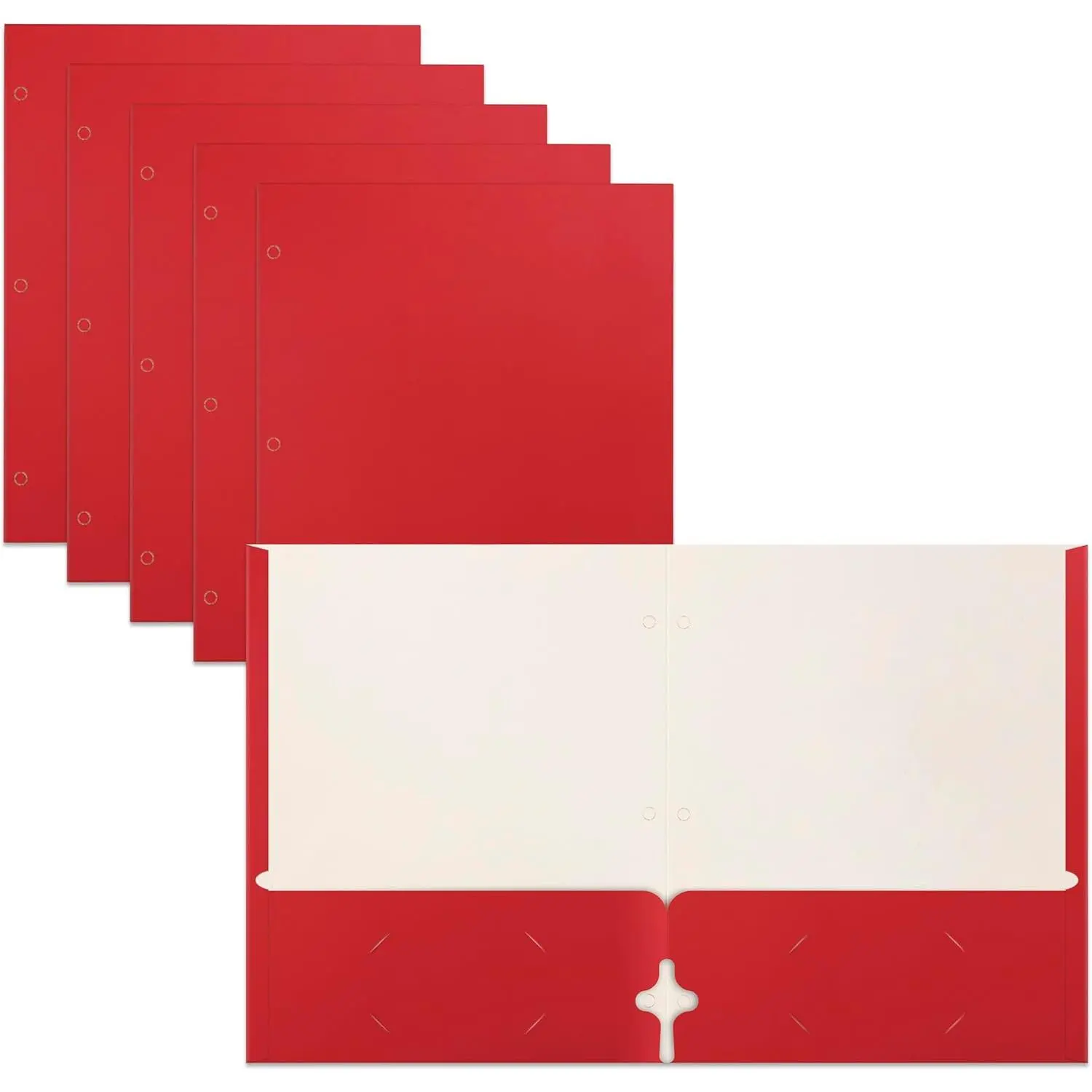 Two Pocket Portfolio Folders, 50-Pack, RED, Letter Size Paper Folders, 50 count, Red