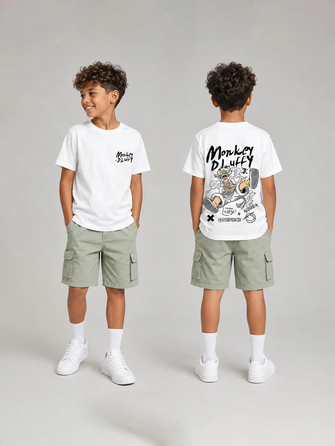 Officially Licensed One Piece Boys' Short Sleeve T-Shirt, Round Neck, Anime Print, Summer Casual Top, Perfect Gift for Kids
