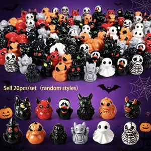 20pcs/set Mini Devil Ghost Skull Resin Ducks, Cute Spooky Desktop Decor, Mini Garden Ornament, Halloween Christmas Decoration, Party Gift，Festive Decoration