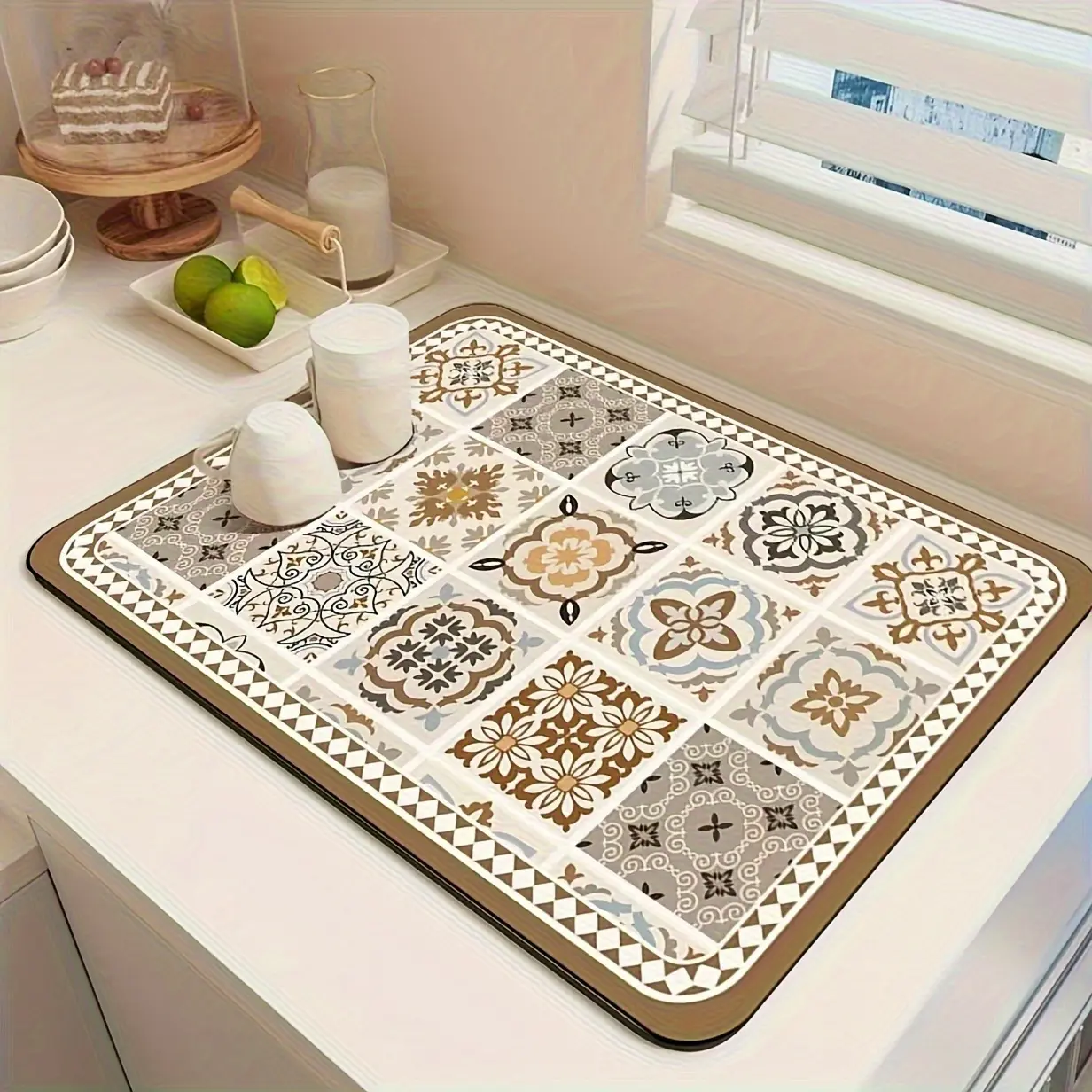 [Diatom Mud Coffee Mat] Diatom Mud Coffee Mat |   Anti-Slip Dish Drying Mat |   Easy to Clean Washable for Kitchen Coffee Bars Water Bars Worktops