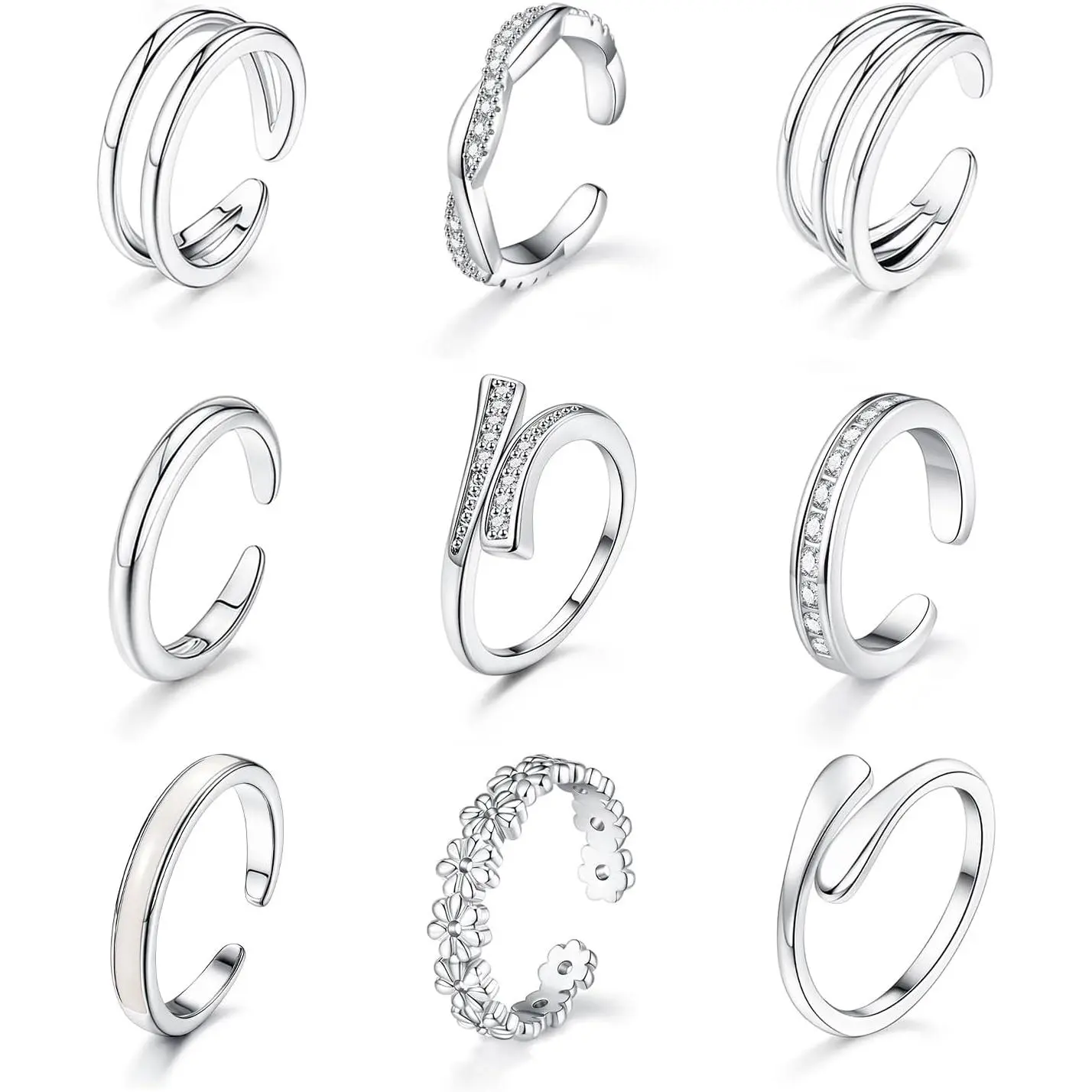 9Pcs Toe Rings for Women Non Tarnish