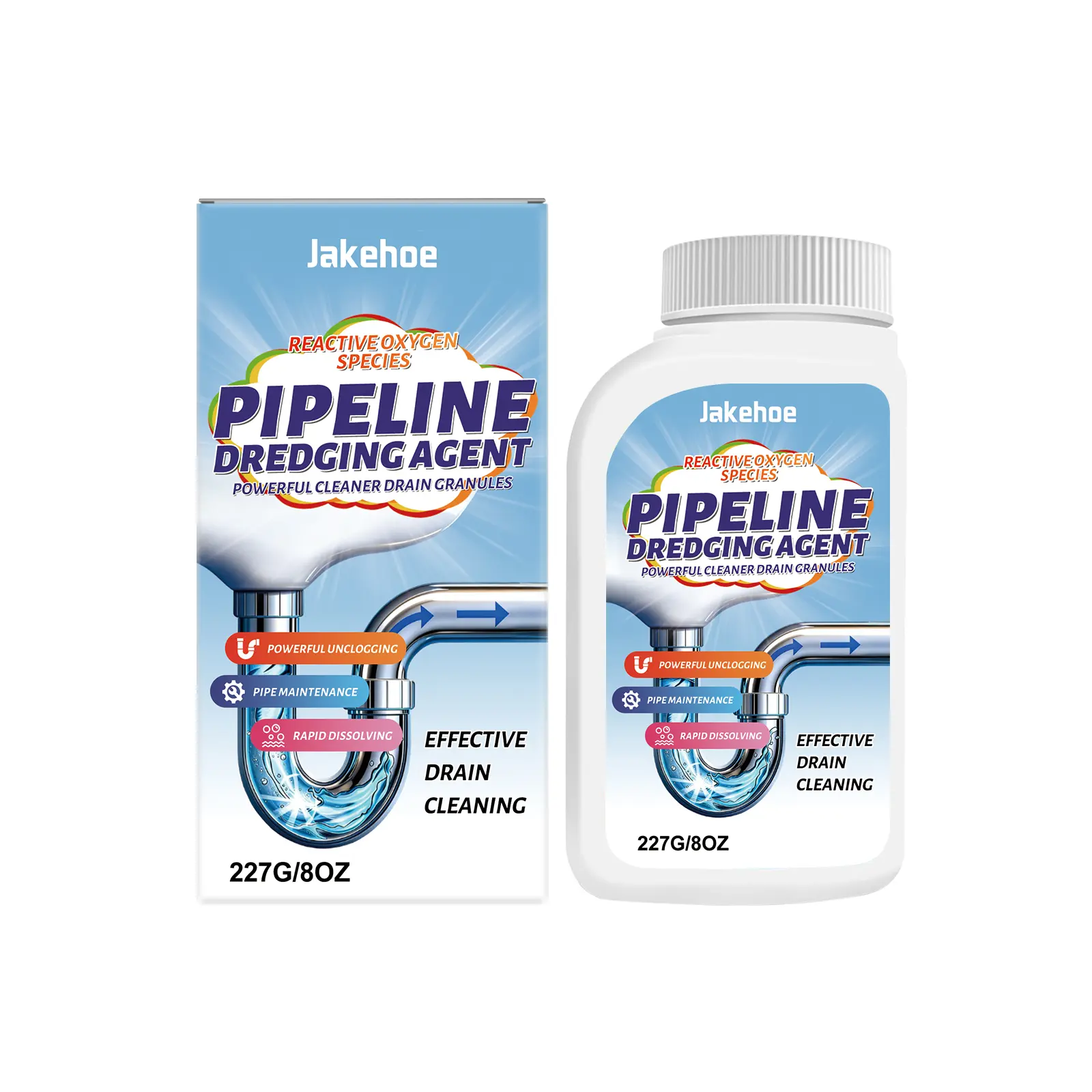 Jakehoe Drain Cleaner Powder - Fast-Acting Home Care Drain Opener for Kitchen Sinks, Toilets, Unclogging Pipes, Removing Odors Powerful and Unclogger
