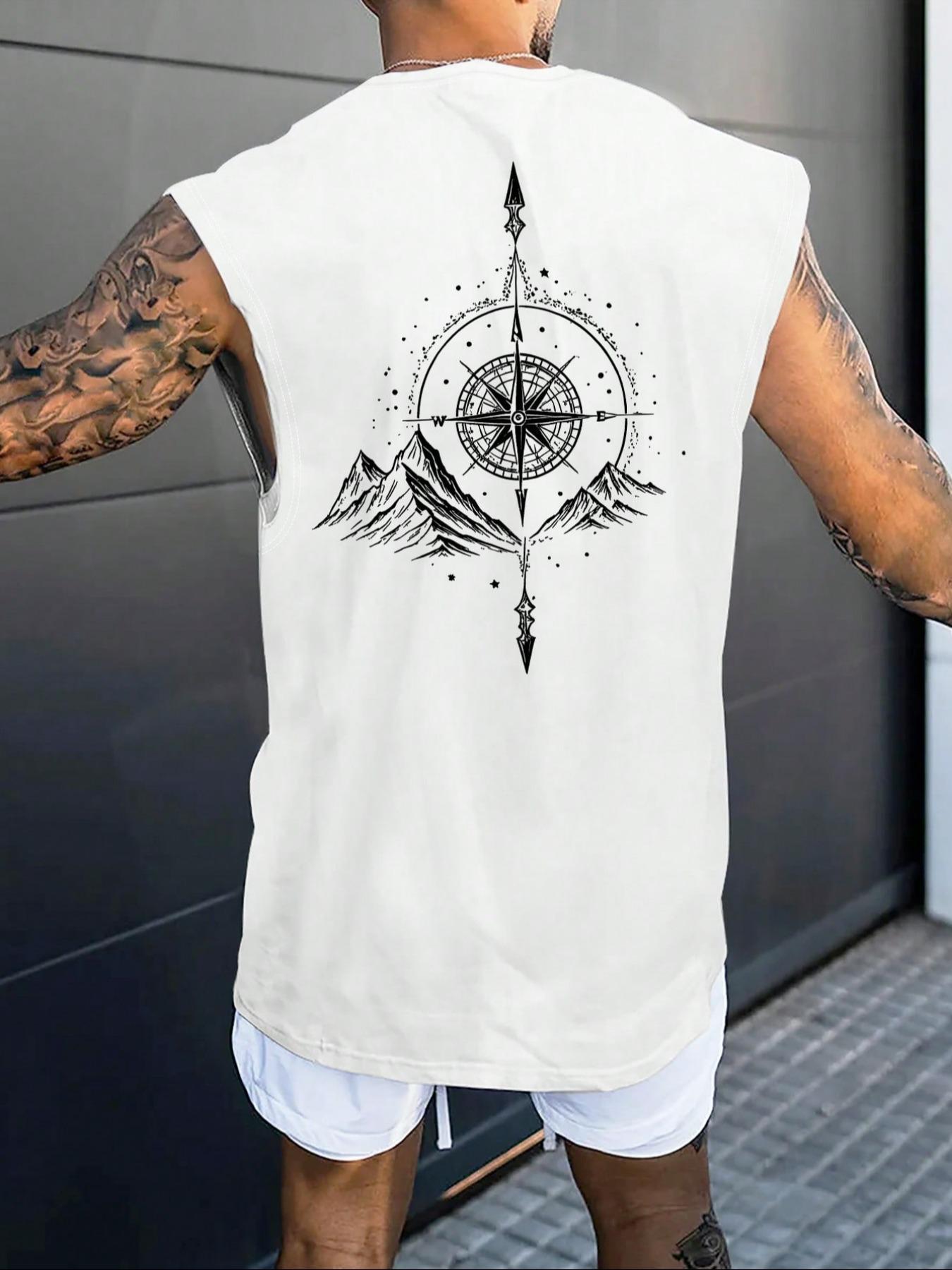 Men's Moon Print Wide Shoulder Vest, Regular Fit Casual Sleeveless Graphic Tank Top for Summer, Men's Top for Daily Wear, Menswear, Casual Streetwear Top, Casual Street Style