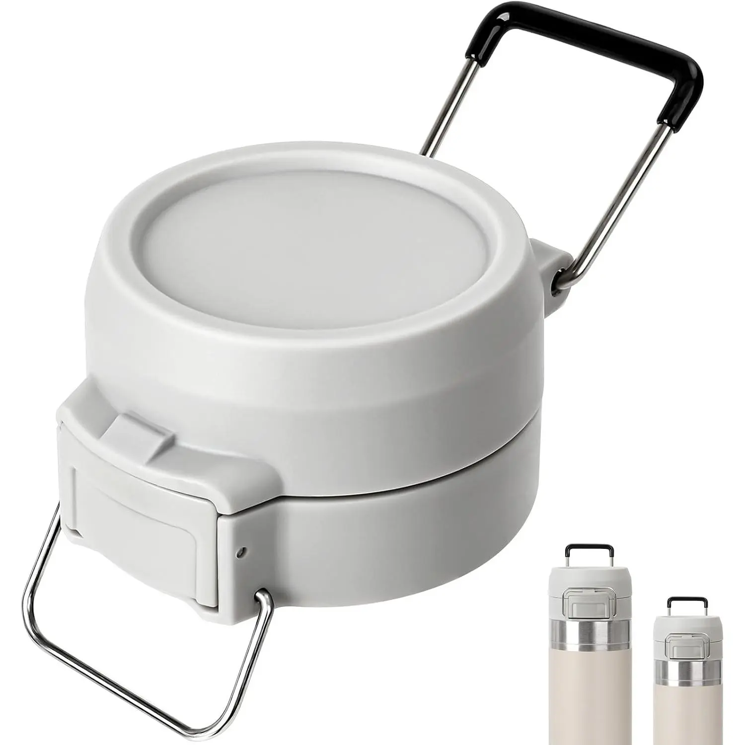 Lid  for  Quick Flip GO, Cover Cap for  24oz/36oz,  Push Button, Leakproof Lid with Carry Loop for Travel/, No Spill Reuse Top for StanleyAccessories, Gray