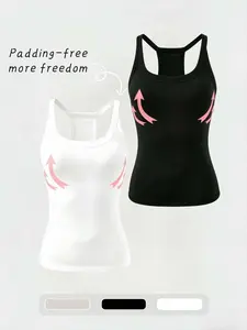 2-Pack Women's Sleeveless Workout Tank Tops, Crossback Vest, Sporty Vest, Soft Elastic Fabric, Ideal for Casual Hiking Running Fitness, Perfect for Daily Wear, Breathable Activewear