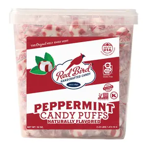 Soft Peppermint Puffs Candy, Individually Wrapped Soft Mints, 52 oz Tub