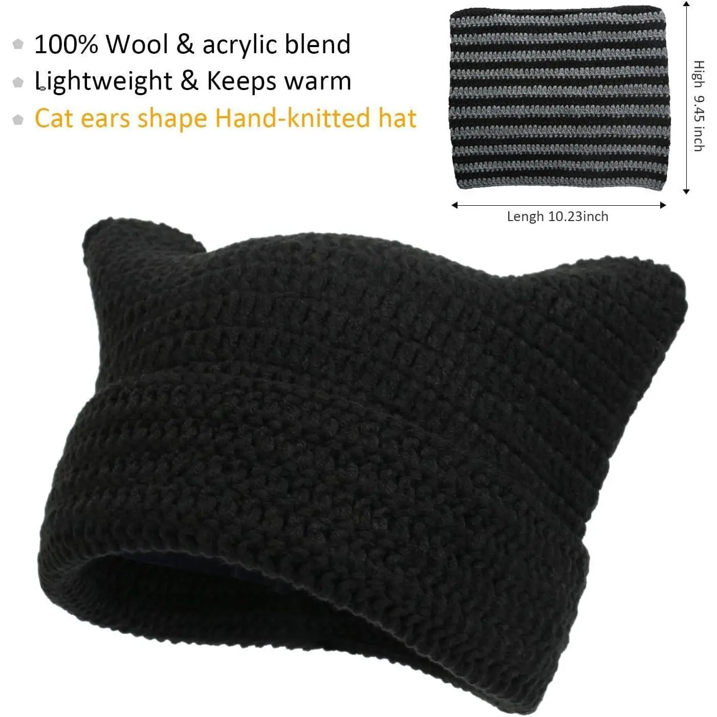 [2026 Vintage] Y2K Style Beanie Warm Winter Hats, Soft Knit Lazy Beanie for Women Men, Cat Ear Beanie, Slouchy Beanies for Women  Men, Warm Striped Crochet Hats for Cold Weather, Unisex Slouchy Design for Winter Adventures and Holiday Photos