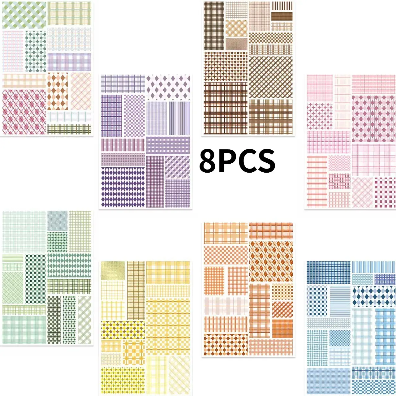 8 Piece Grid Pattern Puzzle Stickers, Laptop Notebook Phone Case Decorative Stickers, Creative DIY Craft Supplies, Fun & Educational Activity