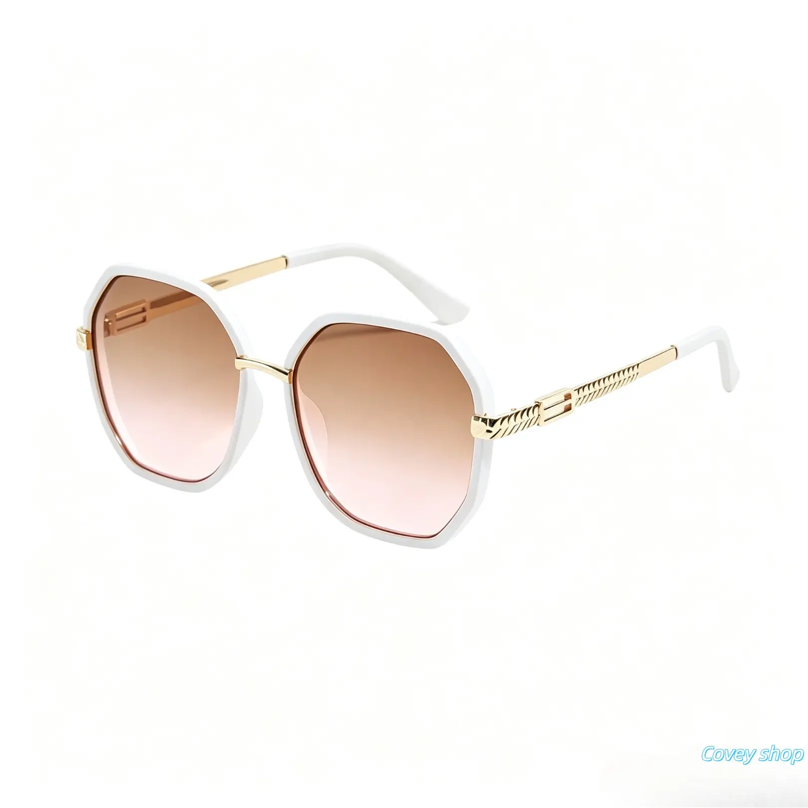 Unisex Irregular Hexagonal Metal Frame Sunglasses, Gradient Tinted Lenses, Fashion Lightweight Eyewear for Outfits, Daily Wear, Driving