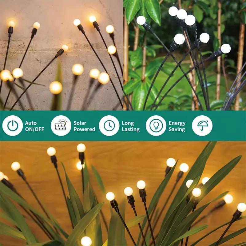 Solar Firefly Garden LED Lights, 16LED Solar Outdoor Swaying Lamp, Cozy Lighting, Warm White Waterproof Solar Lights Outdoor Garden Decorative LED Light for Yard Patio Pathway Landscape, LED Lights