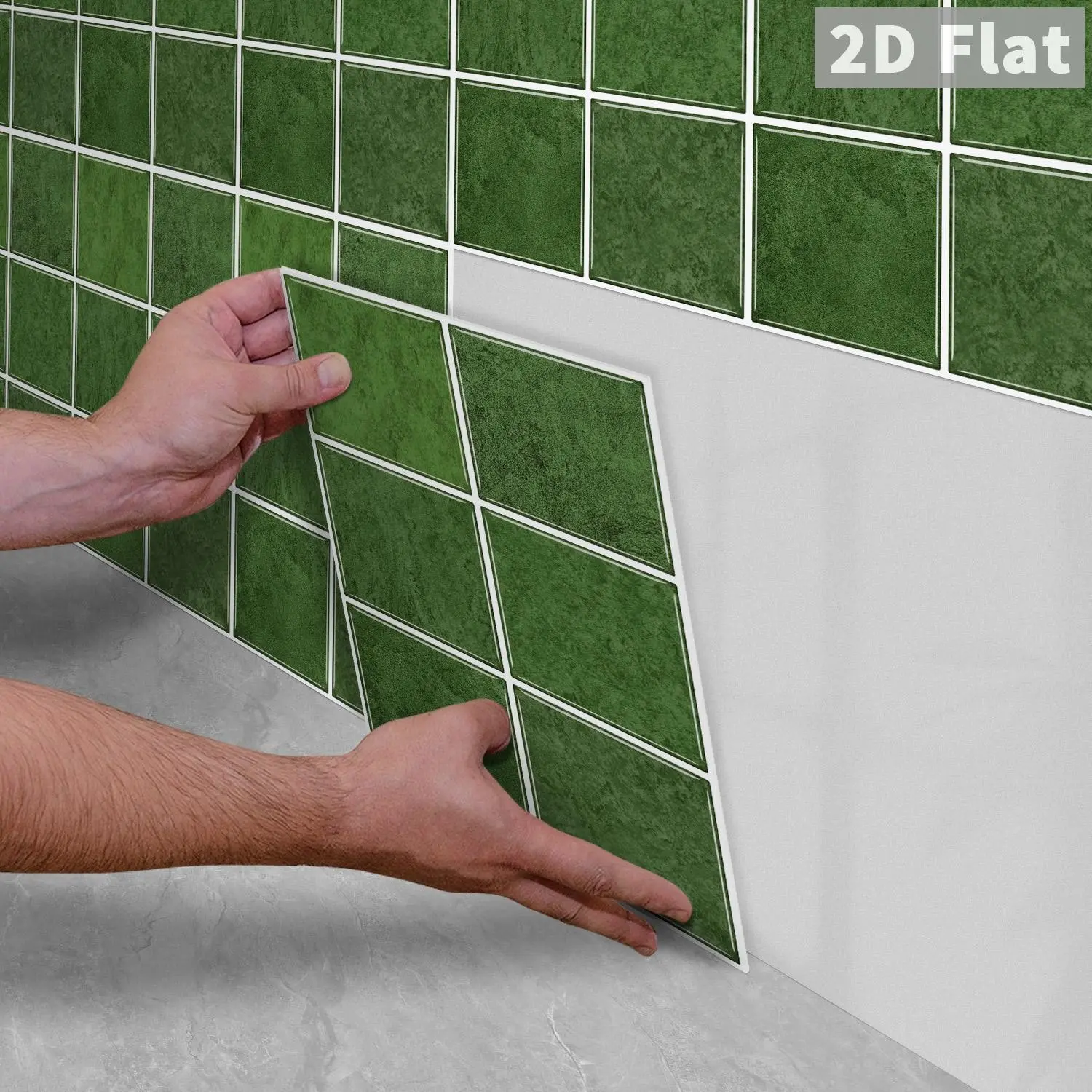 10PCS/Color Box GST Vintage Dark Green Stone Texture Square PE Foam Tile Stickers, Waterproof Oilproof Shock & Wear Resistant, Peel & Stick on Smooth Surfaces for Bedroom Kitchen Bathroom School Office Home & Commercial Wall Renovation Decor