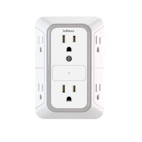 Wall Outlet Extender Surge Protector - 6 AC Outlet  with 4 USB Ports (2 USB C), 3 Sided Multi Plug Wall Adapter Power Strip Extension Sockets for Home Office Kitchen Travel（Multiple specifications are available）