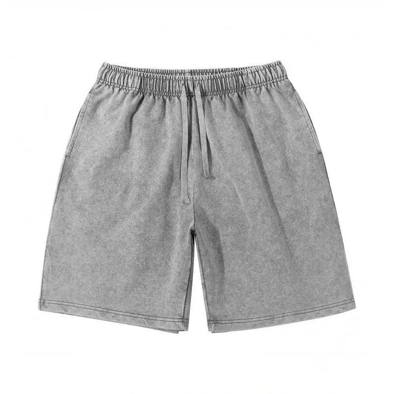 Summer men's retro vintage casual shorts,100% Cotton 260G loose and comfortable solid color shorts, gym fitness shorts