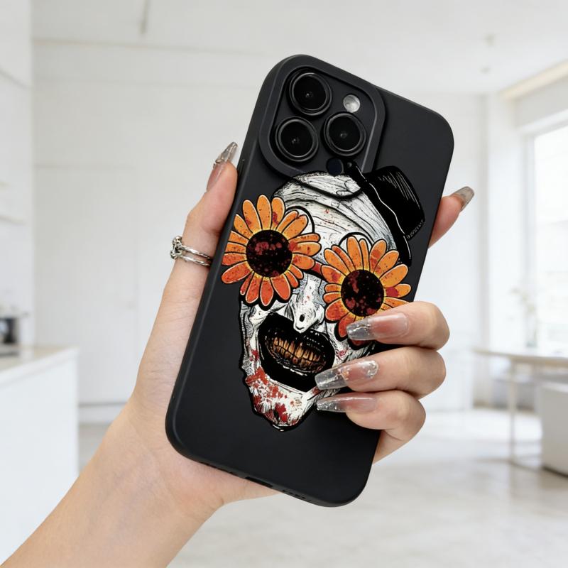 Creative Ghost Face Pattern Phone Case, Decorative Shockproof Phone Protector Cover, Phone Accessories Compatible with iPhone 17 16 15 14 13 12 11 XS XR Pro Max