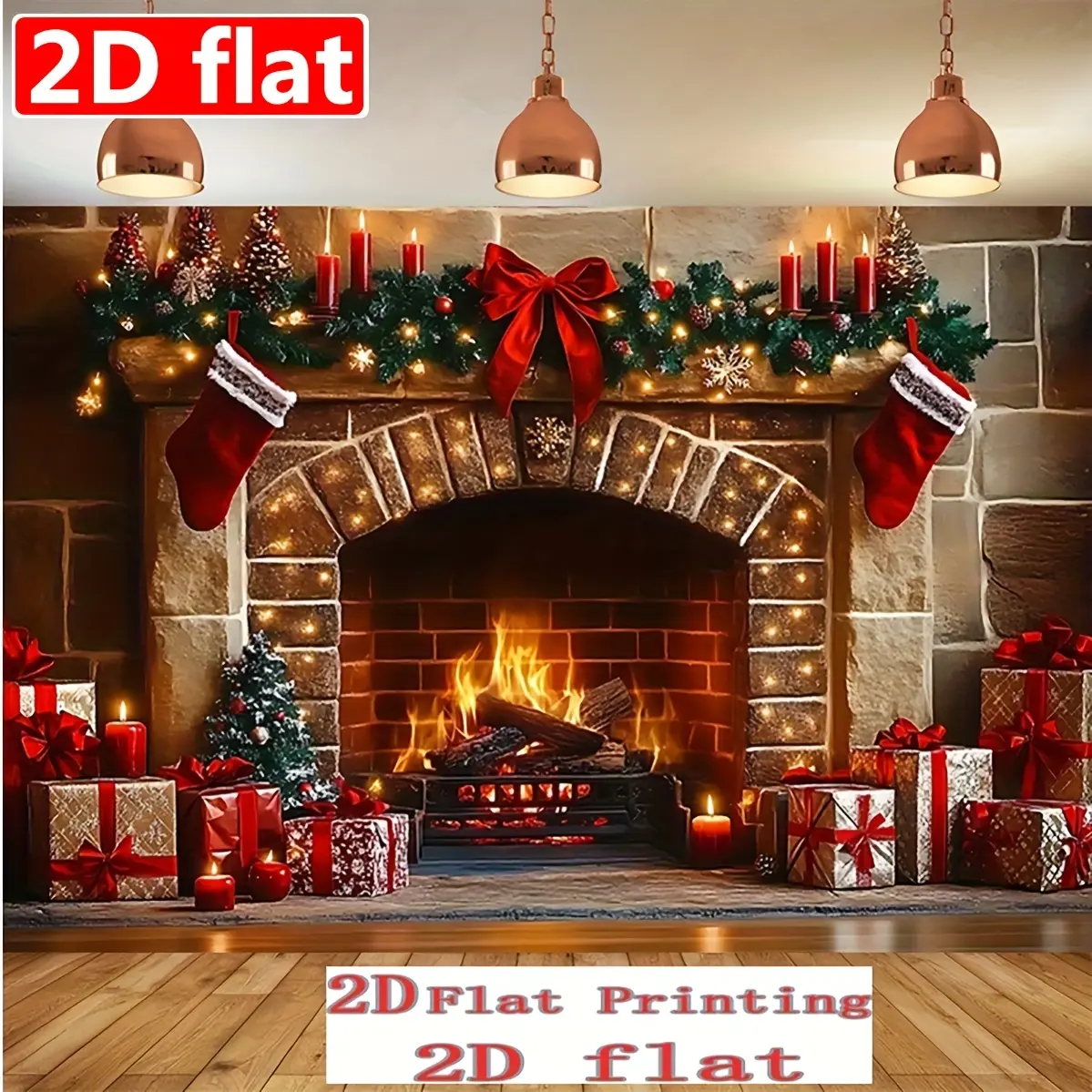 Santa Hat Christmas Tapestry Backdrop - Winter Wonderland Design for Festive Photography, Home Fireplace Decoration, Room Banner, Wedding & Holiday Gift Supplies, Hanging