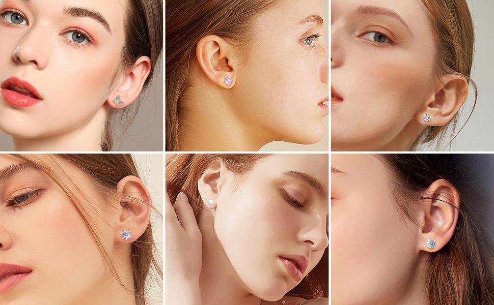 FIBO STEEL 8 Pairs 316L Stainless Steel Stud Earrings Set for Women CZ Heart Pearl Flower Butterfly Screw back Earrings Pack Fashion Jewelry FIBO STEEL 8 Pairs 316L Stainless Steel Stud Earrings Set for Women CZ Heart Pearl Flower Butterfly Screw back Earrings Pack Fashion Jewelry