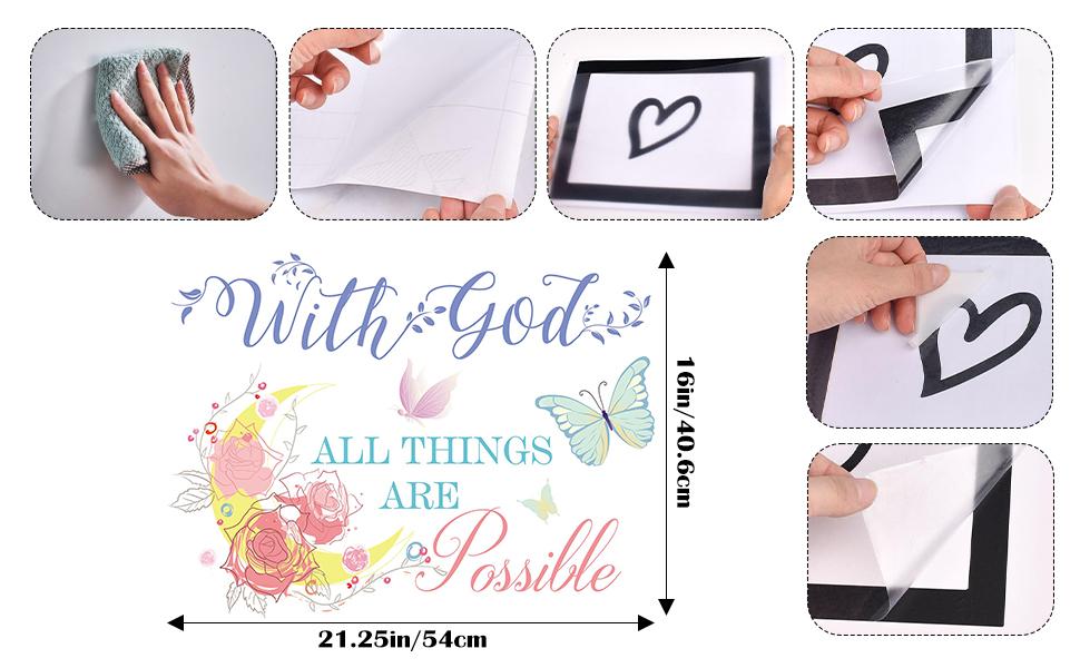 SICANDAENHK Brighten your space with these colorful Bible verse wall decals!"With God All Things are Possible" inspirational quote paired with lovely flower & butterfly designs, perfect for bedroom & living room decor🌸✨ SICANDAENHK Brighten your space with these colorful Bible verse wall decals!"With God All Things are Possible" inspirational quote paired with lovely flower & butterfly designs, perfect for bedroom & living room decor🌸✨
