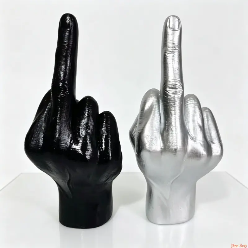 2026 New Creative Middle Finger Gesture Resin Statue Sculpture for Home Office Desk Decoration with Anti Slip Base Unique Funny Art Ornament Modern Abstract Hand Figure for Living Room Shelf Bookshelf Tabletop Quirky Gift for Men Women Friend Coworker US