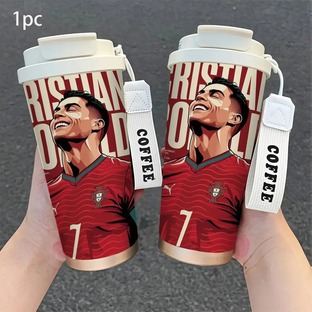 1pc 20/33oz American comic-style sports memorabilia water bottle with high appearance quality, suitable for fitness and cycling, long-lasting heat retention and cold protection cup