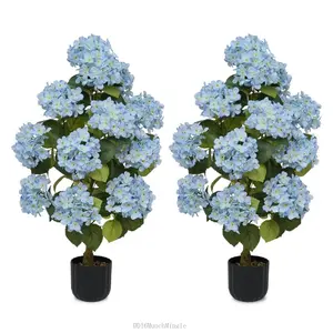 3ft Artificial Hydrangea Flower Pot, Realistic Silk Hydrangea Flower Tree with Decorative Pebbles and Planter, Suitable for Home, Office, Patio, Porch, Indoor and Outdoor DecorationDD16MunchMingle