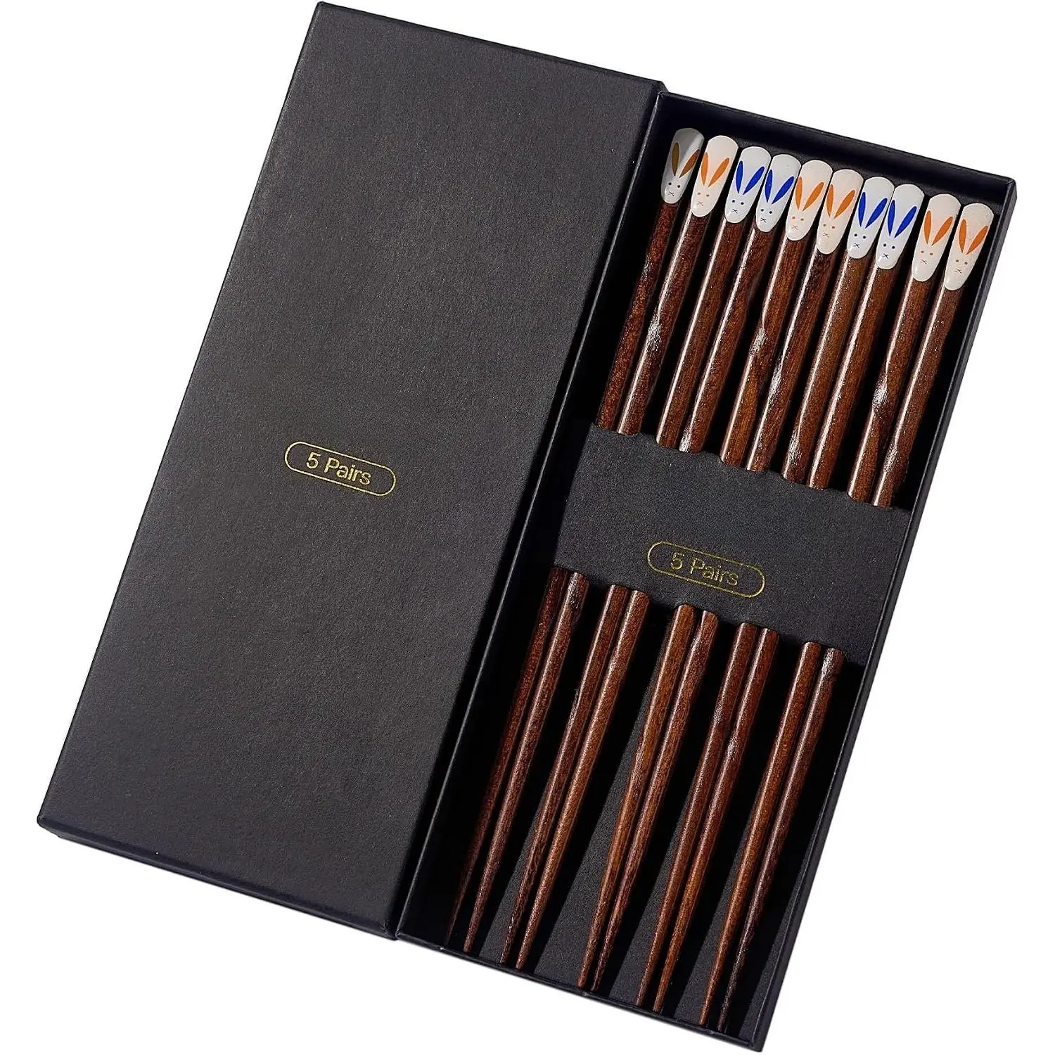 5 Pairs  Wooden  9 Inch Non-Slip Chopsticks | Chopsticks with -Grade Lacquer Finish For Cooking Eating, Sushi, Noodles, Rice | Classic Style Chopsticks  Set