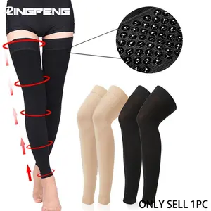 1 Pair Thigh High 20-32 MmHg Compression Stocking Toeless Compression Socks for Women and Men Circulation with Silicone Dot Band, Compression Leg Wear Breathable Socks