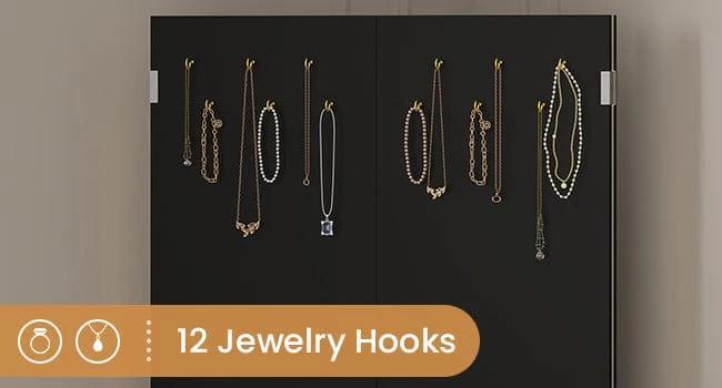 Corner Makeup Vanity with Tri-Fold Mirror and Cushioned Storage Stool Black