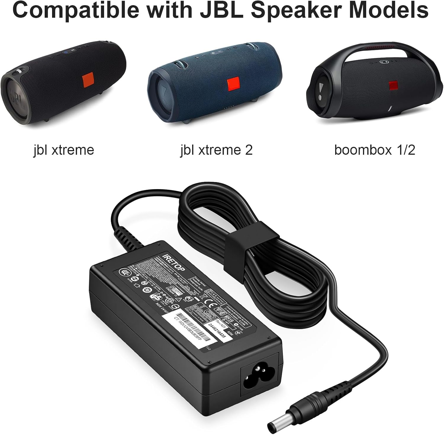Charger Compatible with JBL Xtreme 2 JBL Boombox 2 JBL Extreme 2 JBL Xtreme 2, Portable Wireless Bluetooth Speaker Charger, 9FT 19V 65W Replacement Power Adapter JBL Speaker Power Cord