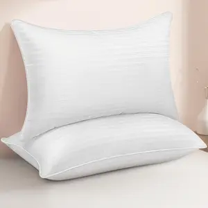 Queen Size Bed Pillows Set of 2 - Breathable Premium Down Alternative Sleeping Pillows for Side, Back, and Stomach Sleepers Fluffy Hotel Quality Soft Microfiber Fill Cooling Skin-FriendlyGift.